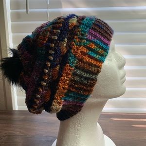 Handmade Boho slouchy beanie.